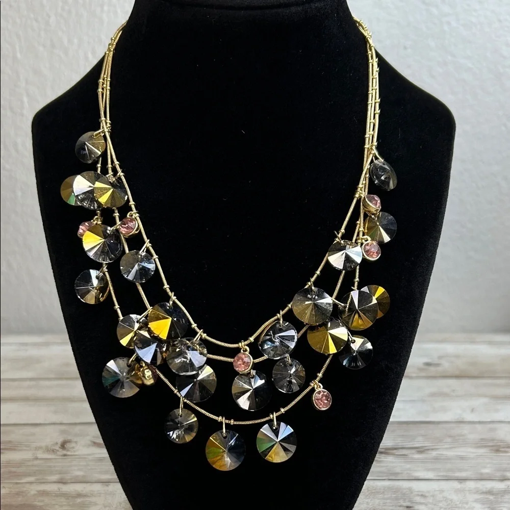 Dana Buchman Gold and Silver Crystal Statement Necklace
